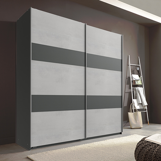 Read more about Chess sliding door wide wardrobe in light grey and graphite