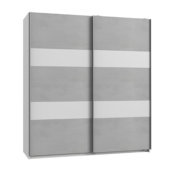 Chess Sliding Door Wide Wooden Wardrobe In Light Grey And White_2