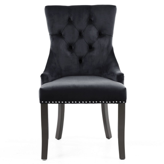 Cankaya Black Velvet Accent Chairs With Black Legs In Pair Furniture