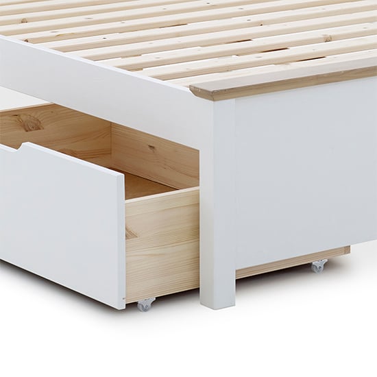 Chester Wooden Double Bed With 2 Drawers In White_5