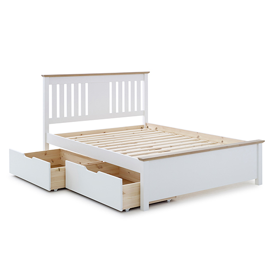 Chester Wooden Double Bed With 2 Drawers In White_7
