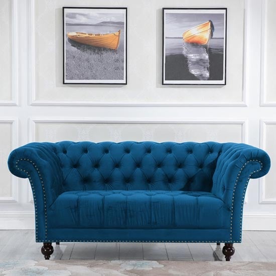 Read more about Chester fabric 2 seater sofa in midnight blue