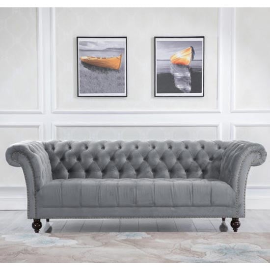 Chester Fabric 3 Seater Sofa In Midnight Grey