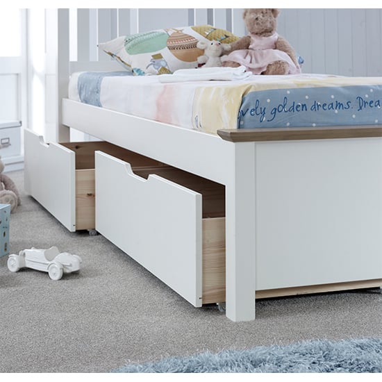 Chester Wooden Single Bed With 2 Drawers In White_4