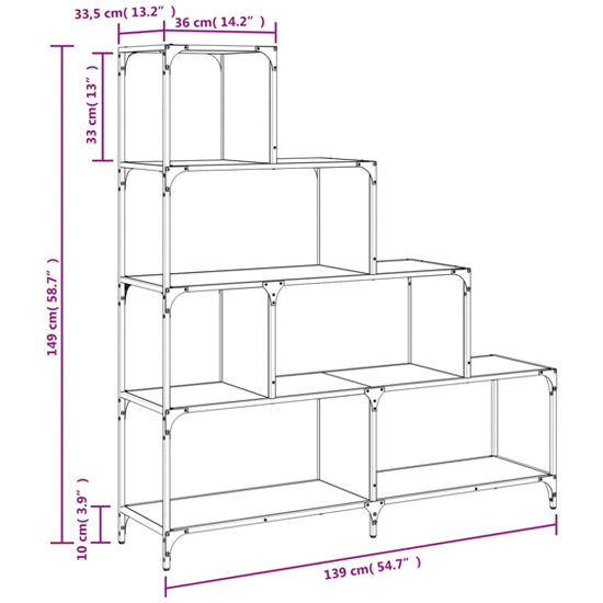 Chester Wooden Bookcase With 6 Shelves In Grey Sonoma