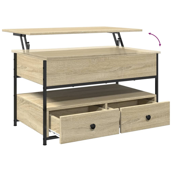 Chester Wooden Coffee Table Large With 2 Drawers In Sonoma Oak