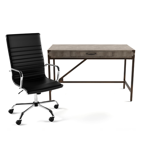 Chester Wooden Computer Desk In Dark Grey Oak