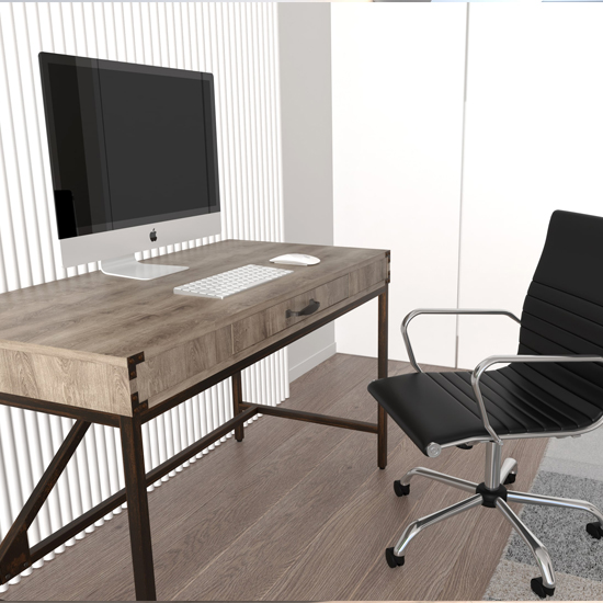 Chester Wooden Computer Desk In Dark Grey Oak