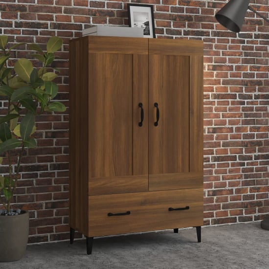 Photo of Chester wooden sideboard with 2 doors 1 drawer in brown oak