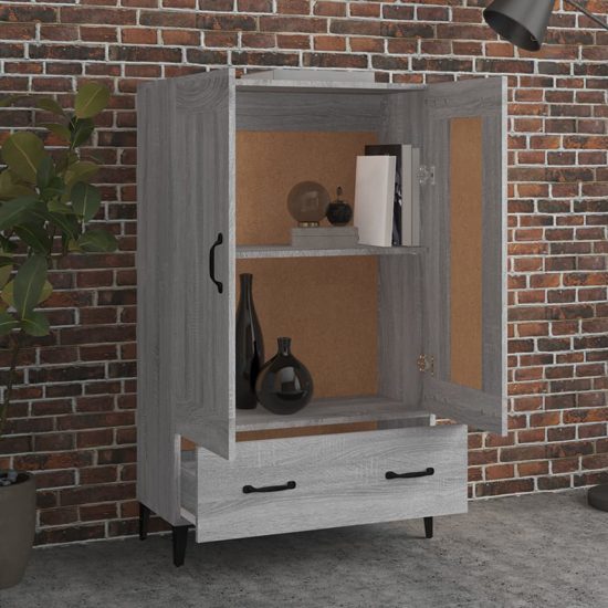 Chester Wooden Sideboard With 2 Doors 1 Drawer In Grey Oak