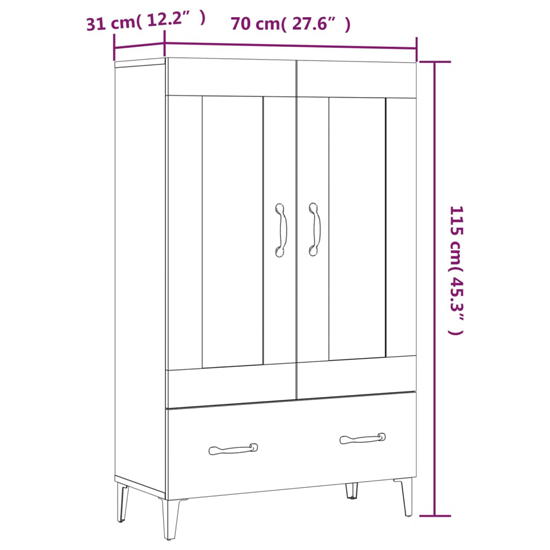 Chester Wooden Sideboard With 2 Doors 1 Drawer In White