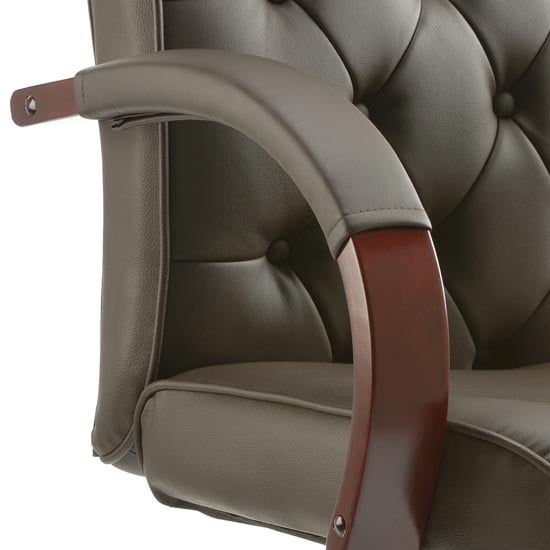 Chesterfield Leather Office Chair In Brown With Arms_2