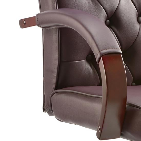Chesterfield Leather Office Chair In Burgundy With Arms_2