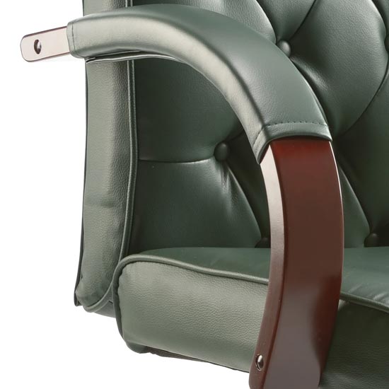 Chesterfield Leather Office Chair In Green With Arms_2