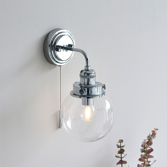 Cheswick Clear Glass Shade Wall Light In Chrome