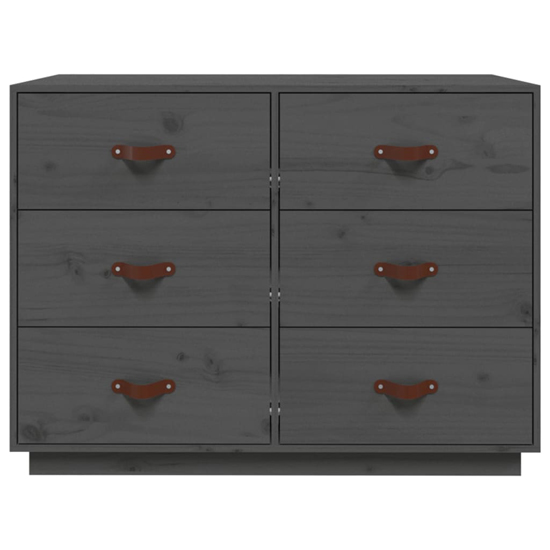 Cheta Pinewood Chest Of 6 Drawers In Grey