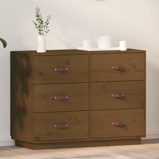 Cheta Pinewood Chest Of 6 Drawers In Honey Brown