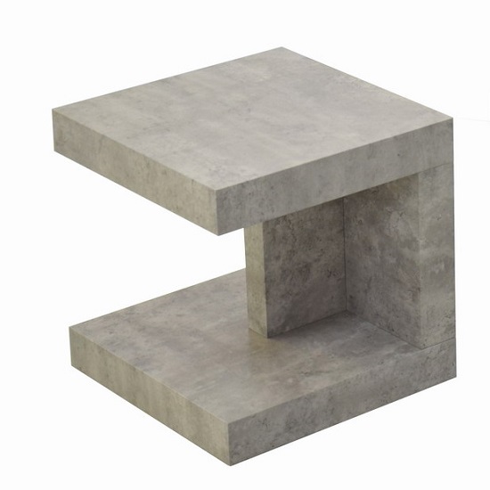 Chevron Wooden End Table Square In Light Concrete