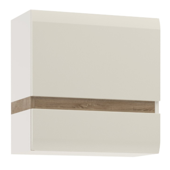 Cheya 1 Door High Gloss Wall Storage Cabinet In White And Oak