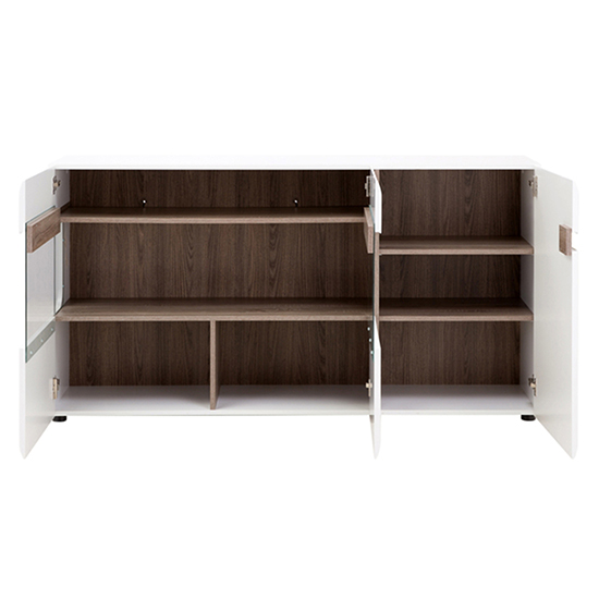 Cheya High Gloss Sideboard With 3 Doors In White Truffle Oak