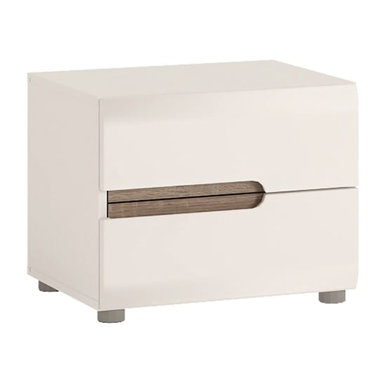 Read more about Cheya high gloss bedside cabinet in white truffle oak