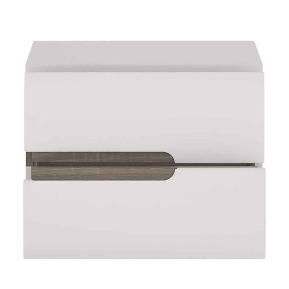 Cheya High Gloss Bedside Cabinet In White Truffle Oak