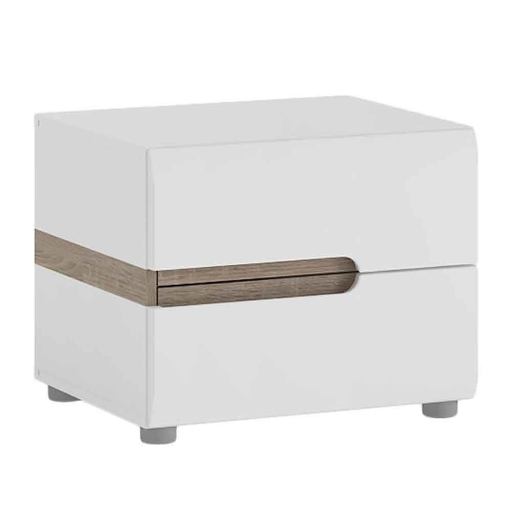 Cheya High Gloss Bedside Cabinet In White Truffle Oak