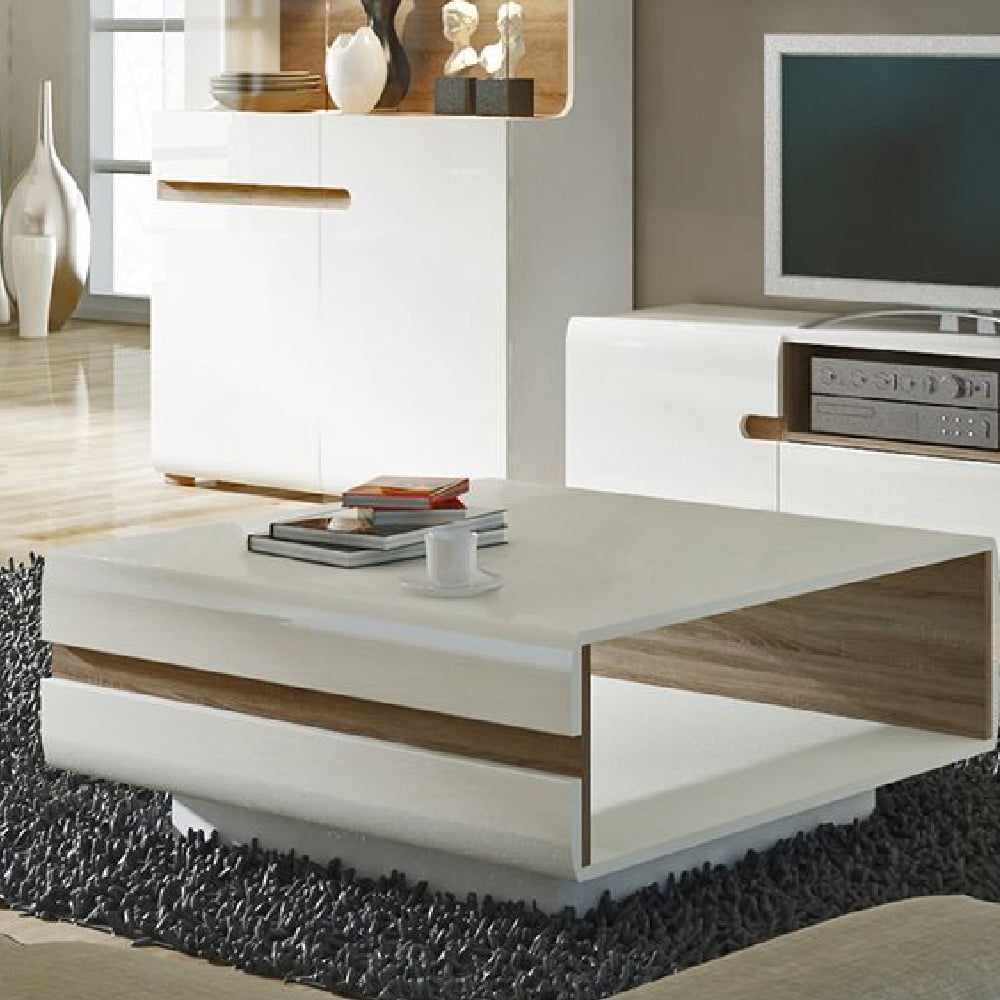 Read more about Cheya high gloss coffee table in white and oak