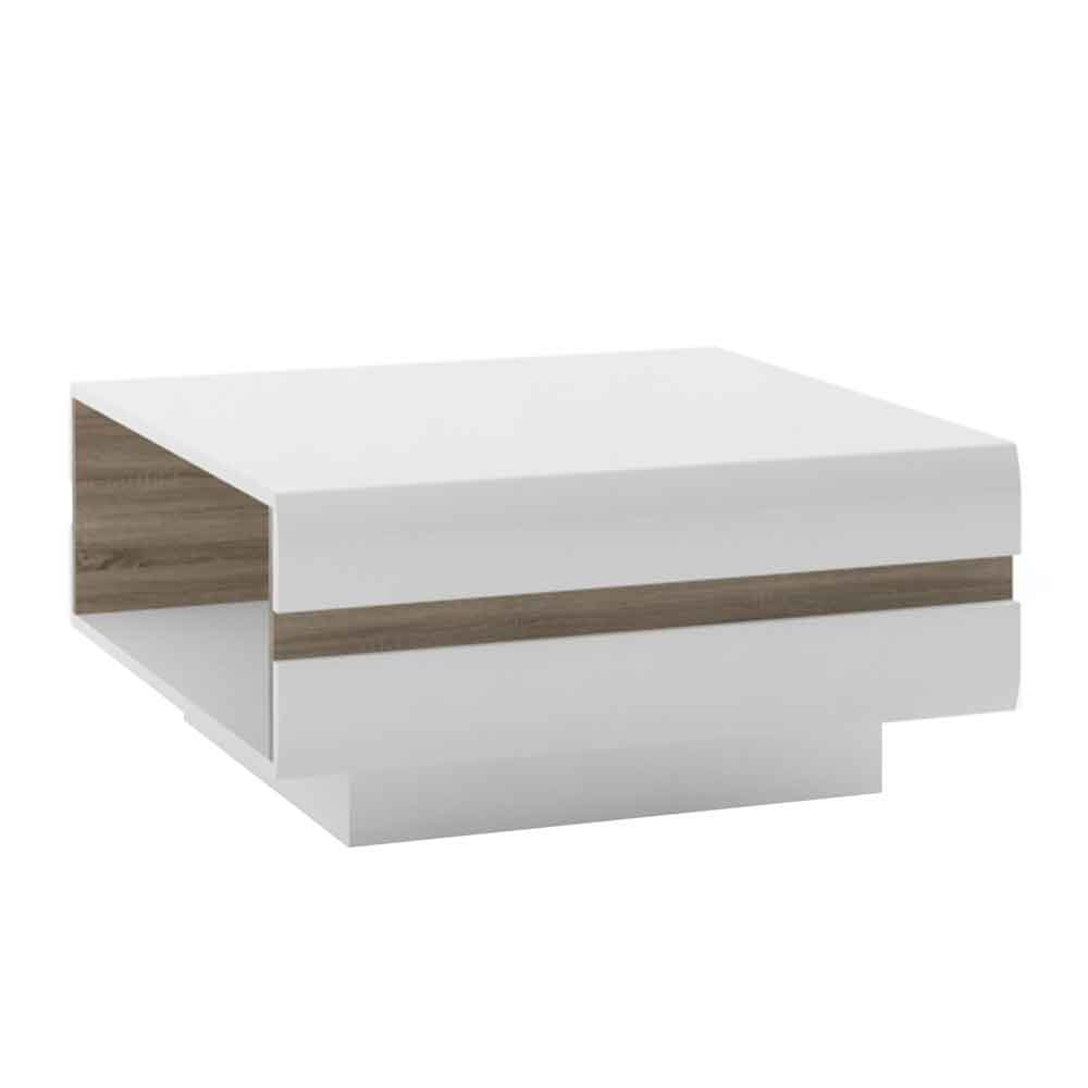 Cheya High Gloss Coffee Table in White and Truffle Oak