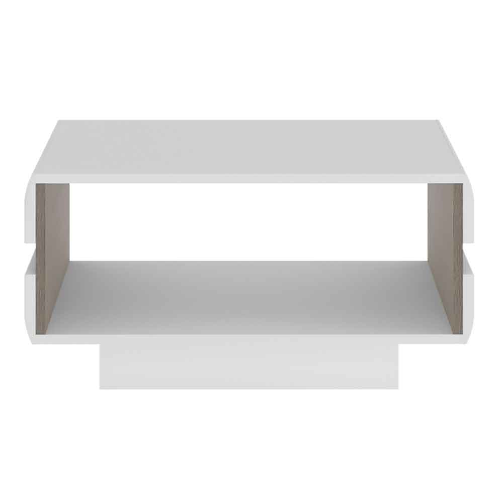 Cheya High Gloss Coffee Table in White and Truffle Oak