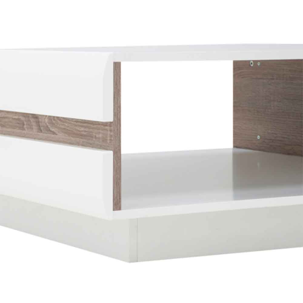 Cheya High Gloss Coffee Table in White and Truffle Oak