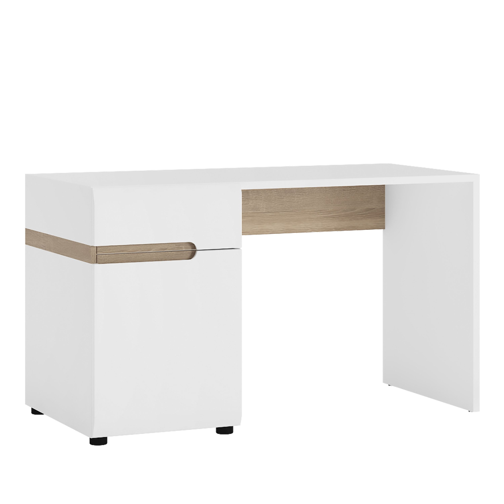 Read more about Cheya high gloss dressing table with 1 door in white truffle oak