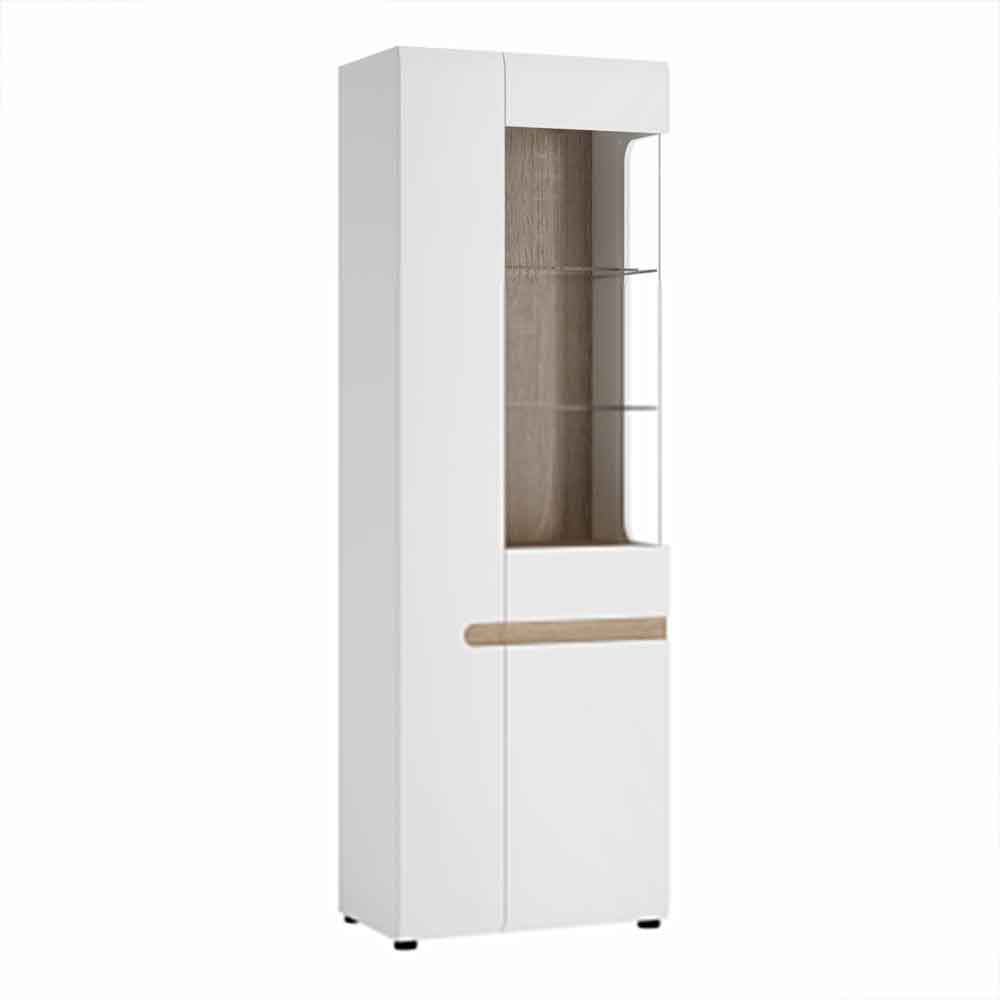 Cheya High Gloss Left Handed Display Unit In White Truffle Oak