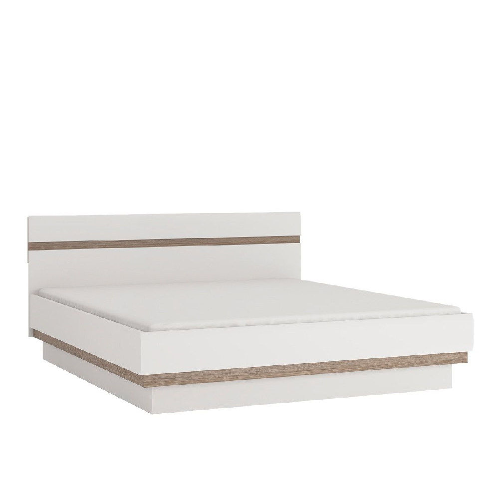 Cheya High Gloss Ottoman King Size Bed In White Truffle Oak