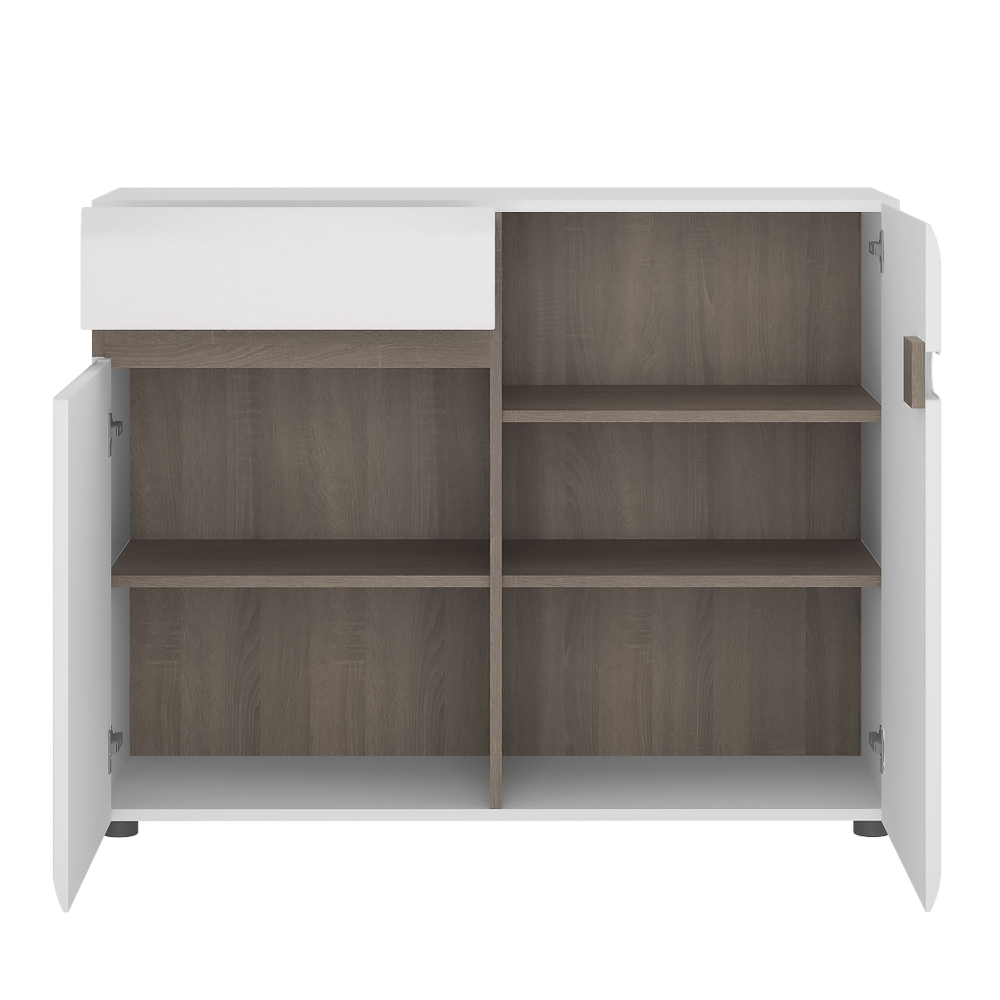 Cheya High Gloss Sideboard With 2 Doors In White Truffle Oak