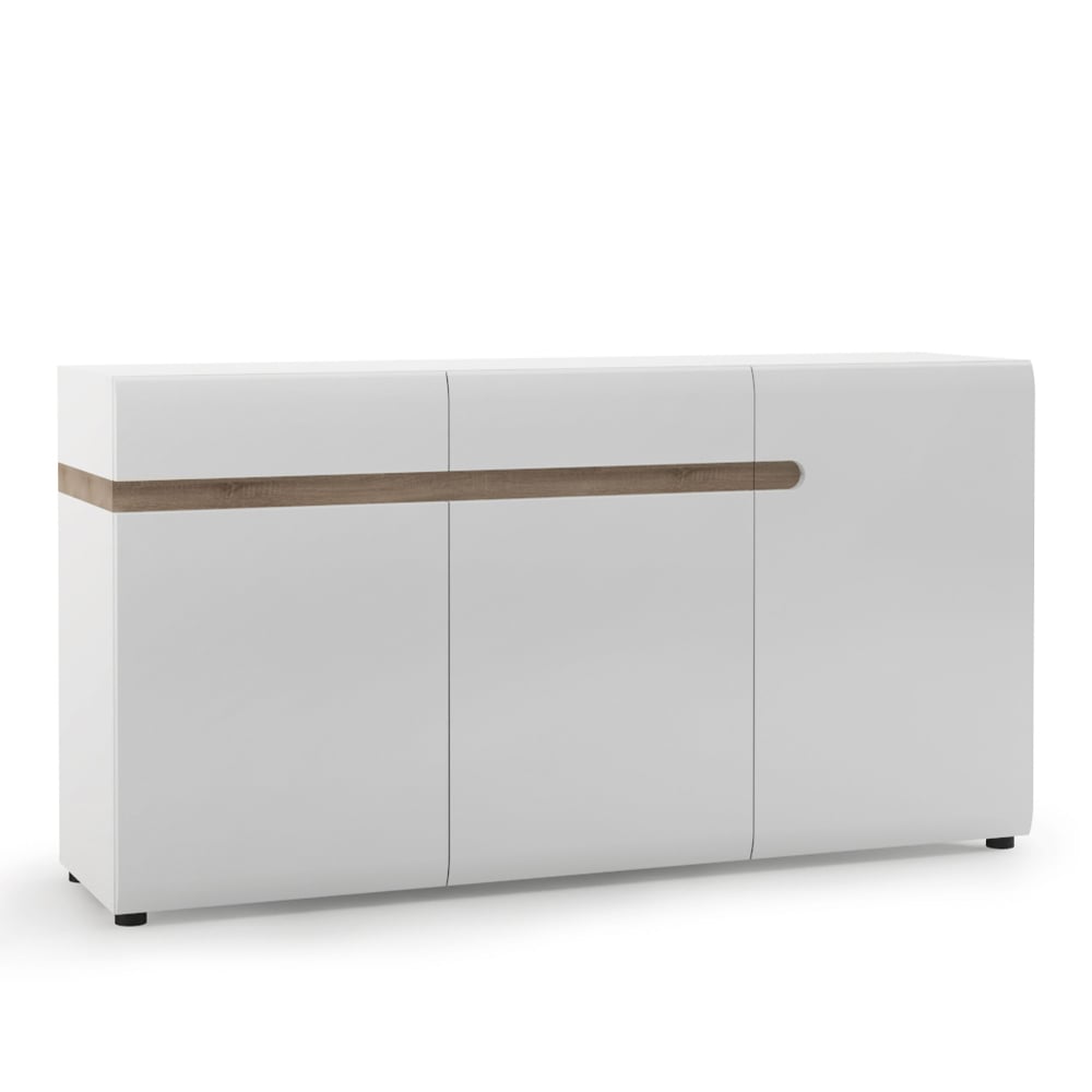 Read more about Cheya high gloss sideboard with 2 drawers in white truffle oak