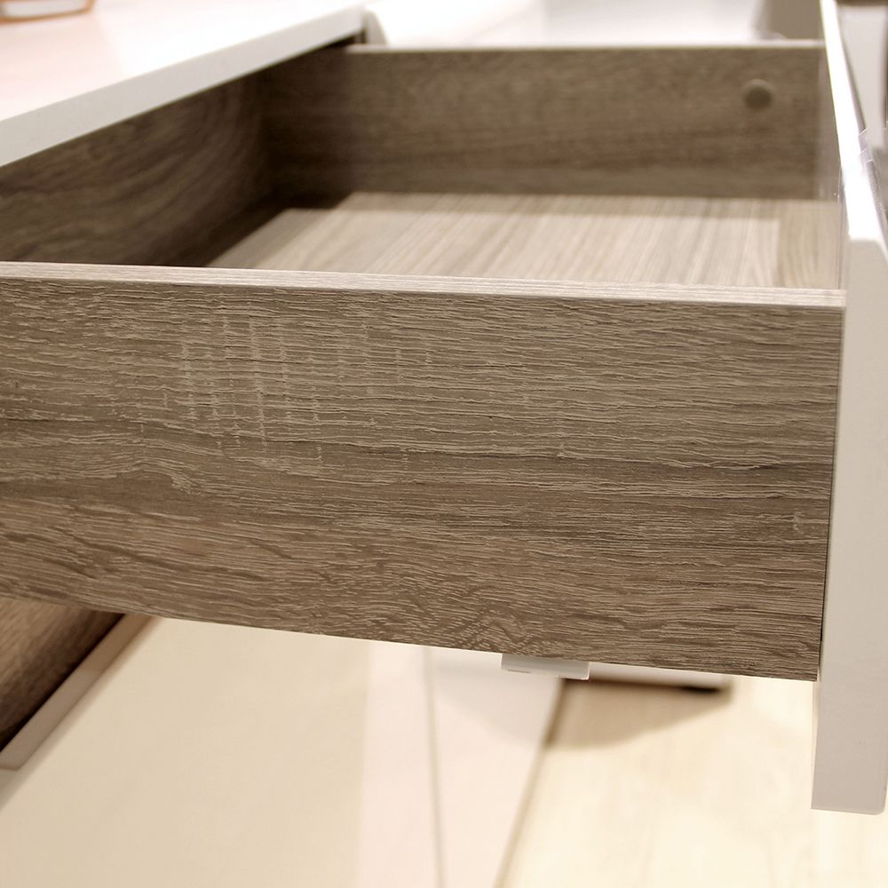 Cheya High Gloss TV Stand With 2 Doors In White And Oak