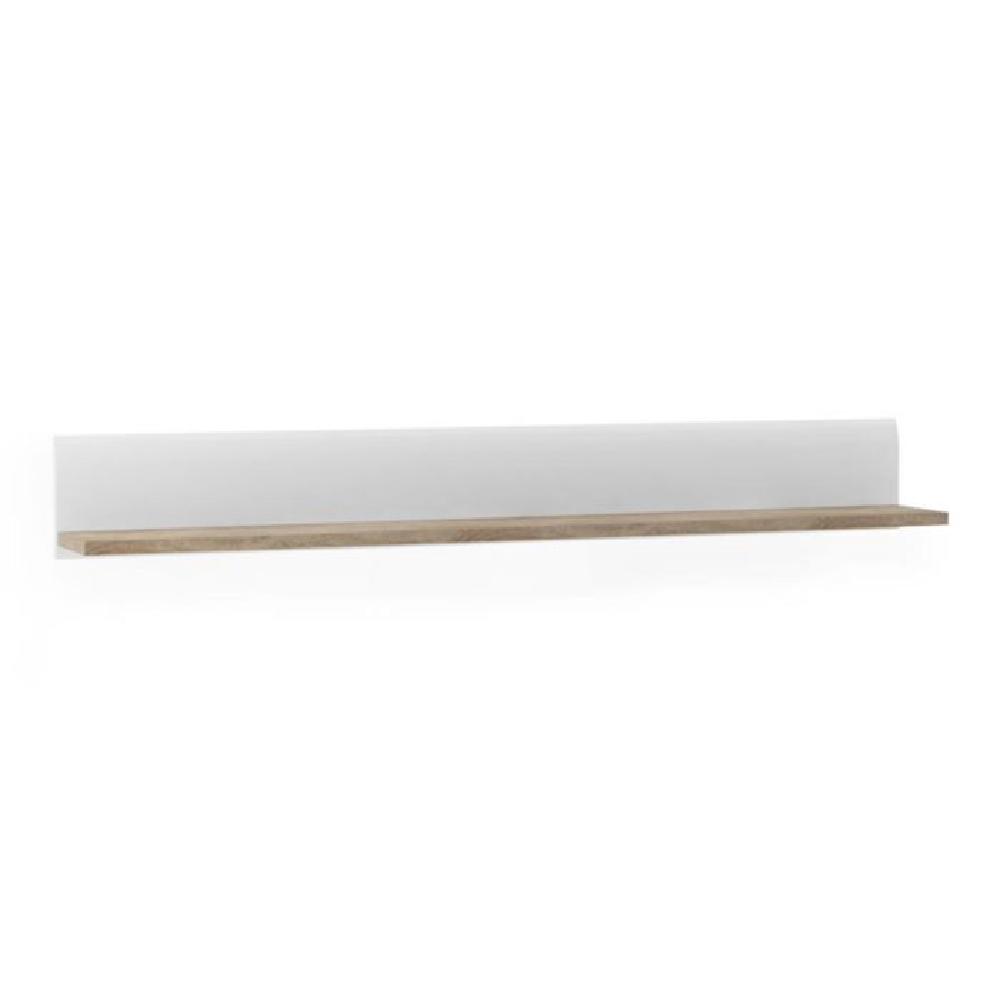 Cheya High Gloss Wall Shelf In White And Truffle Oak