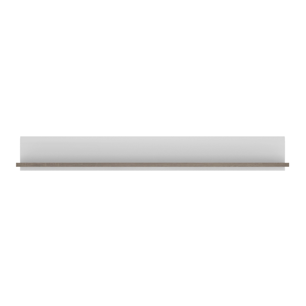 Cheya High Gloss Wall Shelf In White And Truffle Oak