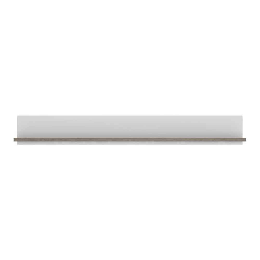 Cheya High Gloss Wall Shelf in White And Truffle Oak
