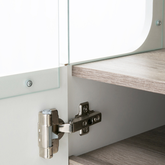 Cheya LED Tall Right Handed Display Unit In White Gloss And Oak