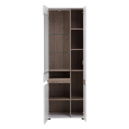 Cheya High Gloss Right Handed Display Unit In White Truffle Oak