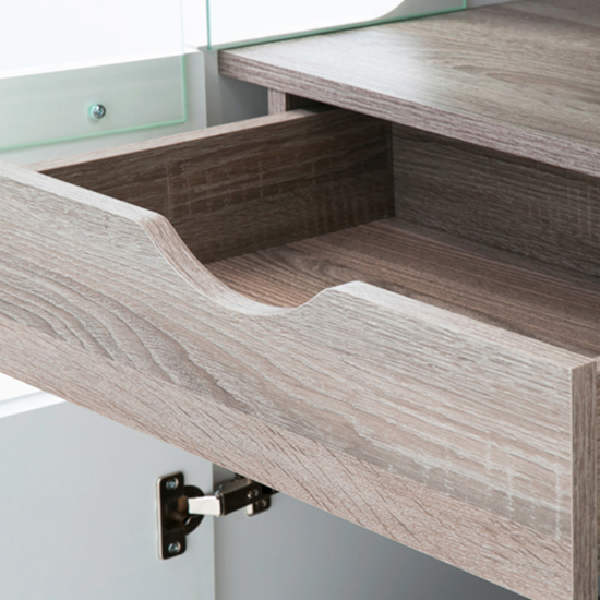 Cheya High Gloss Right Handed Display Unit In White Truffle Oak