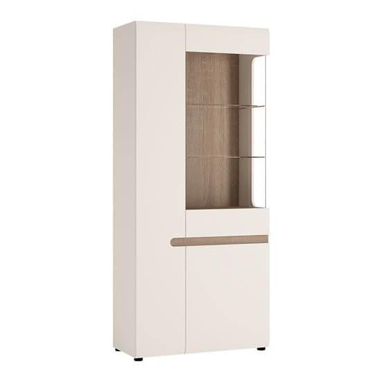 Read more about Cheya wide left handed display unit in white gloss and oak