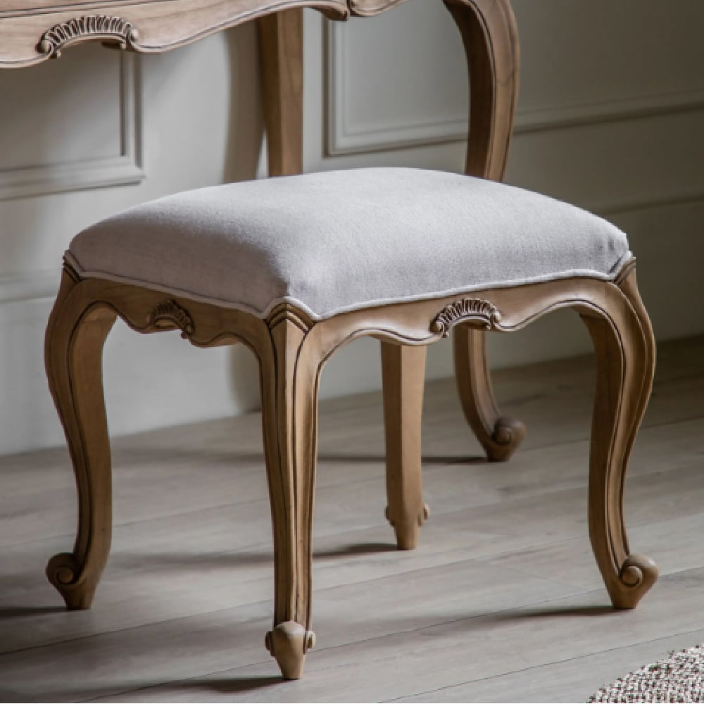 Chia Fabric Dressing Stool In Weathered