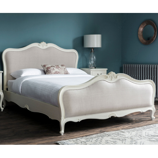 Read more about Chia fabric king size bed in vanilla white