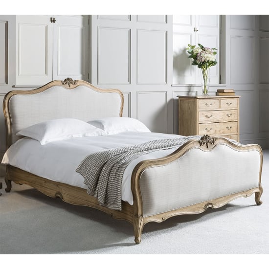 Read more about Chia fabric king size bed in weathered