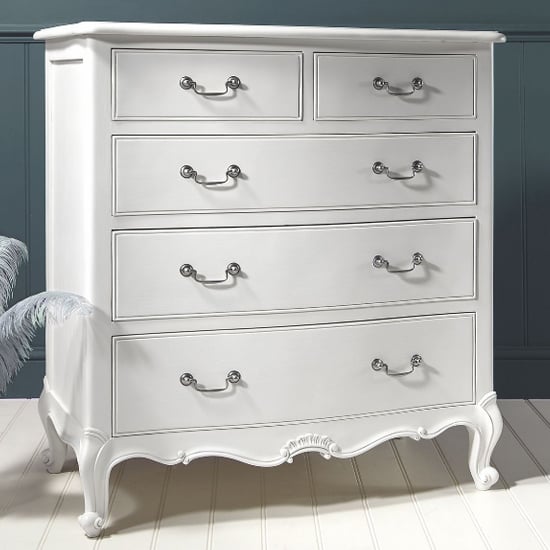 Chia Wooden Chest Of 5 Drawers In Vanilla White_1
