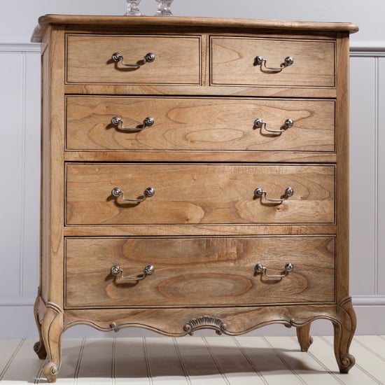 Read more about Chia wooden chest of 5 drawers in weathered