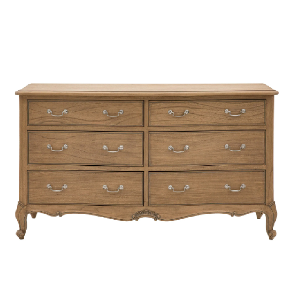 Chia Wooden Chest Of 6 Drawers In Weathered